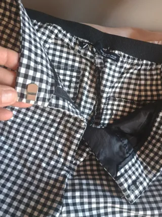 Pantalón Zara Cuadros Blanco y Negro
