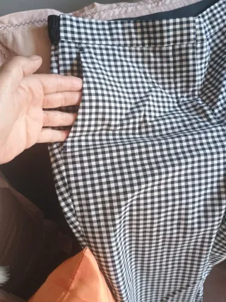 Pantalón Zara Cuadros Blanco y Negro