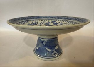 Alzata in ceramica blu e bianca