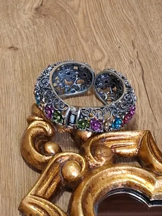 Pulsera metal flores incrustadas