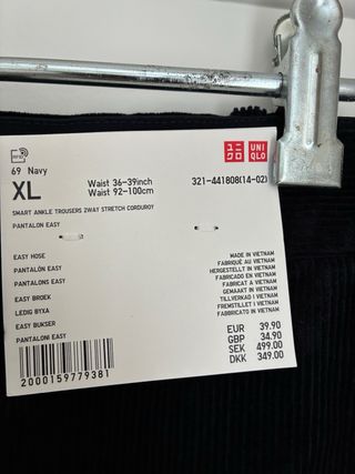 Pantalón pana Uniqlo azul XL