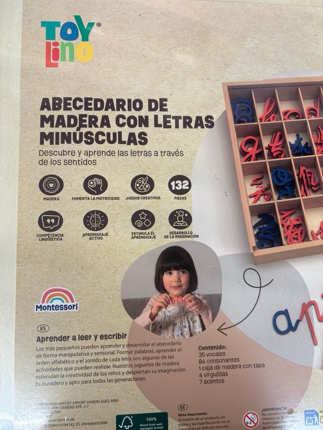 Abecedario Montessori Madera Letras Cursivas