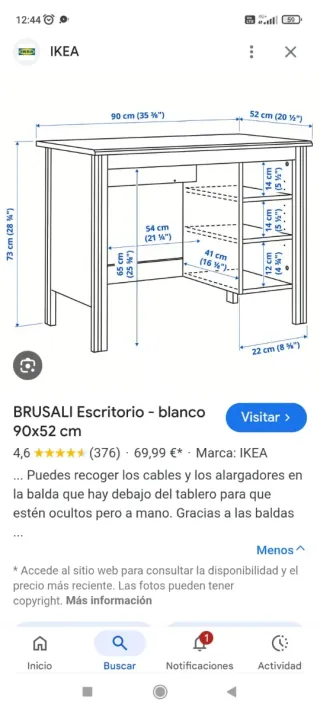 Scrivania Brusali IKEA 90x52 cm Smontata