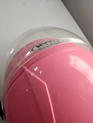 Casco visera abatibley guantes moto infantil rosa