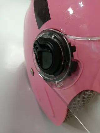 Casco visera abatibley guantes moto infantil rosa