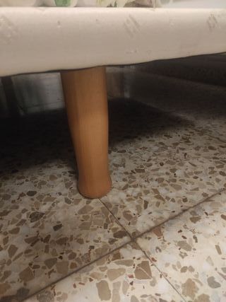 Base tapizada 150x190 patas madera cerezo