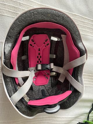 Casco Btwin blanco y rosa 52-55cm