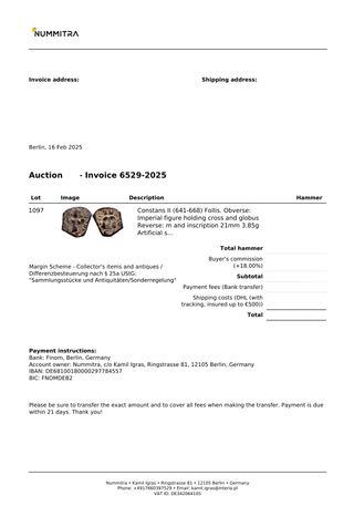 Moneta Bizantina Costans II-(Lecita Provenienza)