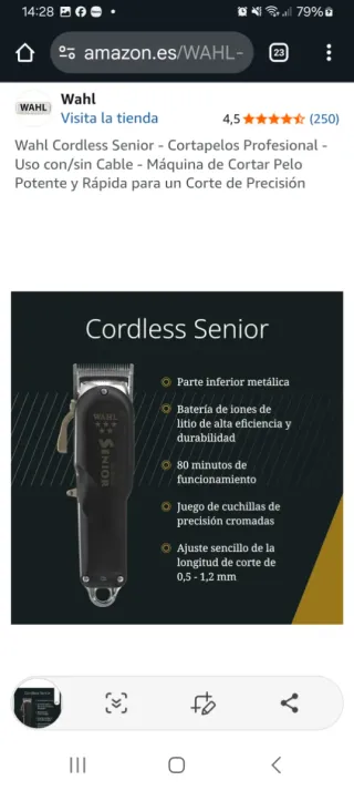 Cortapelos Wahl Senior Cordless