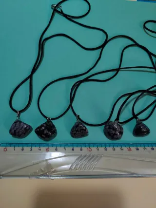 Lote 5 collares piedra obsidiana
