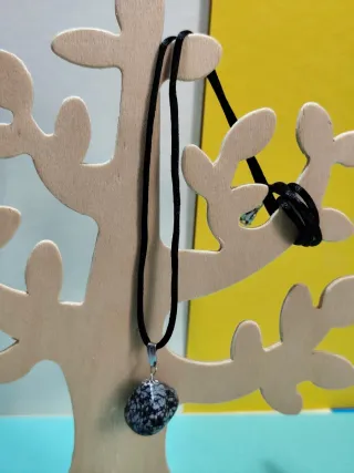 Lote 5 collares piedra obsidiana