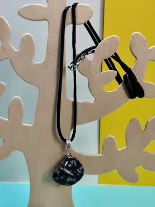 Lote 5 collares piedra obsidiana