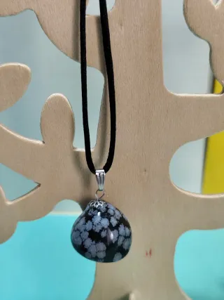 Lote 5 collares piedra obsidiana