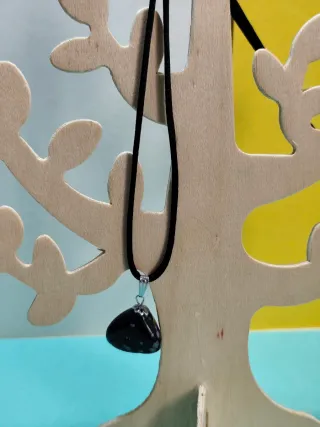 Lote 5 collares piedra obsidiana