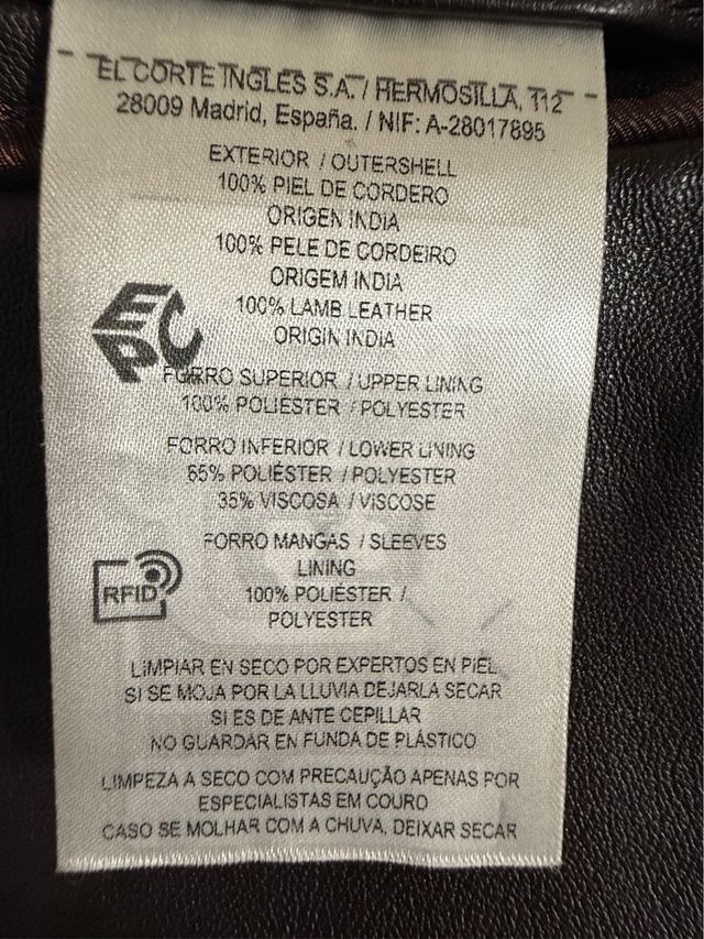 Abrigo Piel Cordero Marrón Talla 54