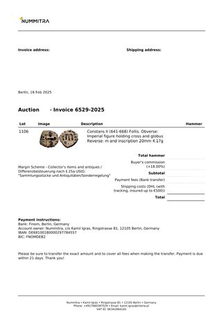 Moneta Bizantina Costans II-(Lecita Provenienza)