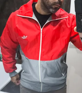 Chaqueta Adidas Vintage Roja y Gris