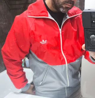 Chaqueta Adidas Vintage Roja y Gris