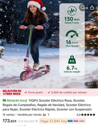 Patinete electrico niña rosa