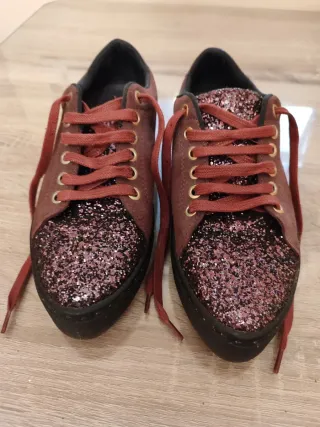 Zapatillas Porronet Talla 39 Glitter Burdeos