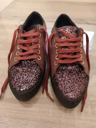 Zapatillas Porronet Talla 39 Glitter Burdeos