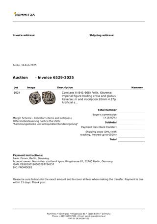 Moneta Bizantina Costans II-(Lecita Provenienza)