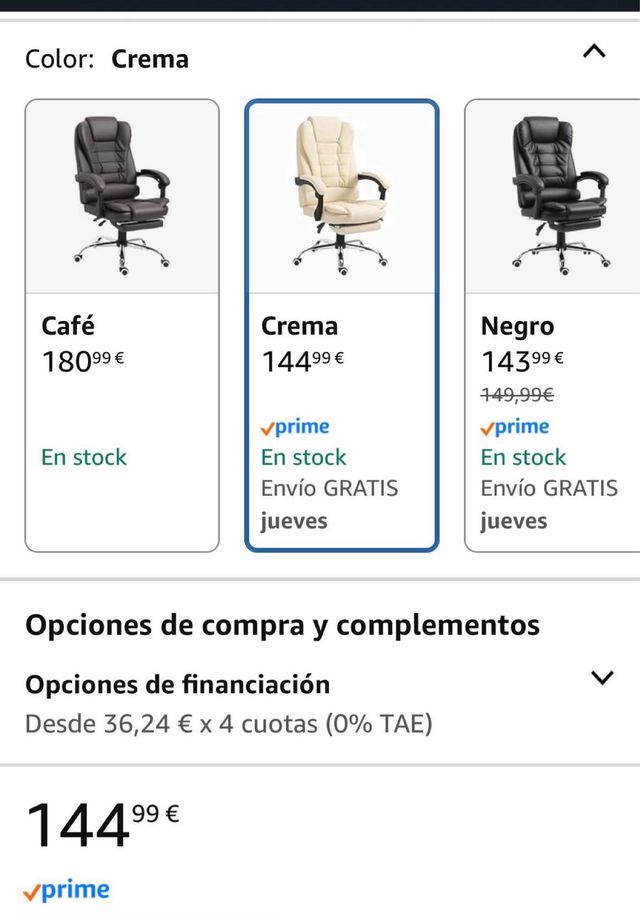 Silla de ordenador  ergonómica beige