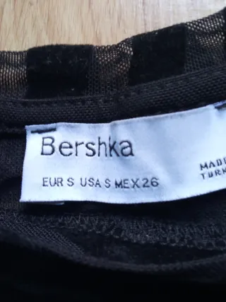 Top Bershka Negro Estampado de terciopelo