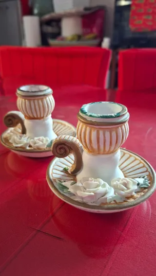 Set 2 Candelabri Ceramica Rose Oro