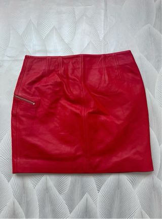 Mini falda roja de cuero Suite Blanco, talla EU 34
