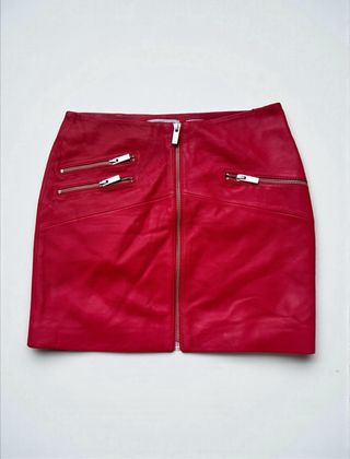 Mini falda roja de cuero Suite Blanco, talla EU 34