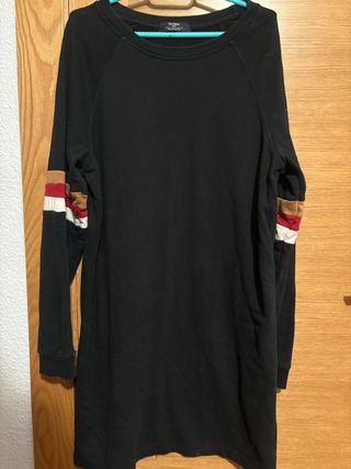 Vestido Sudadera Negro con Rayas