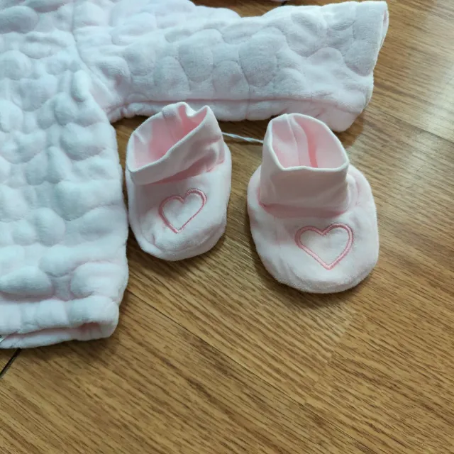 Set neonata rosa cappellino e scarpine3-6mesi