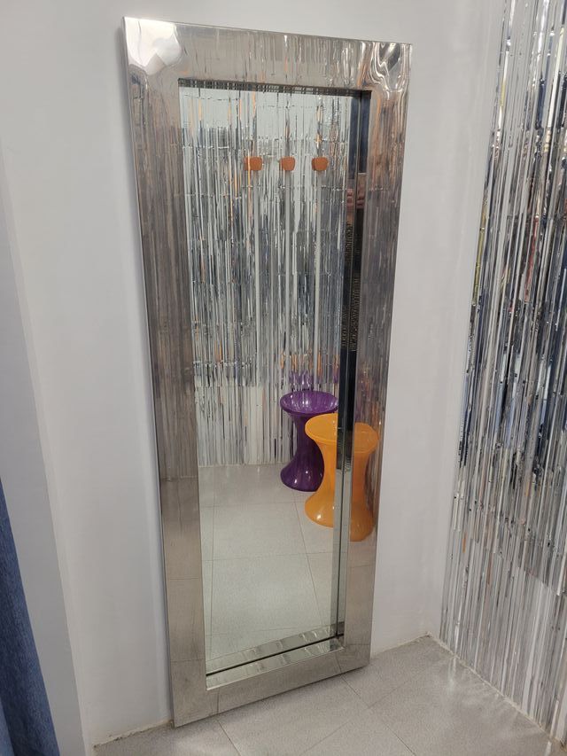 Espejo Peluquería Vintage Metal Plata