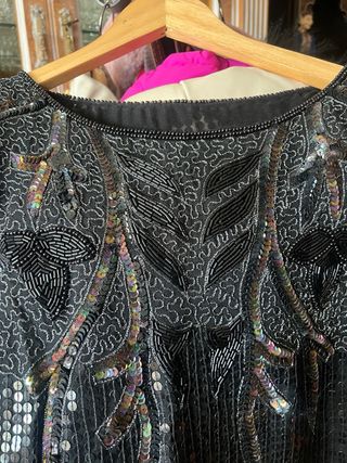 Top fiesta de lentejuelas negro y multicolor