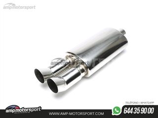 SILENCIOSO UNIVERSAL DOBLE SALIDA REDONDA TIPO DTM 2x76MM