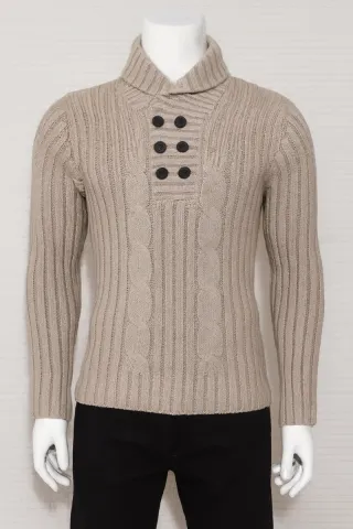 Maglione uomo beige con bottoni Taglia L