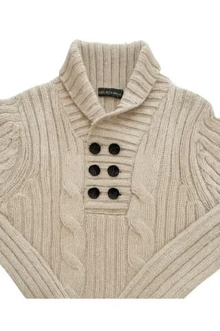 Maglione uomo beige con bottoni Taglia L