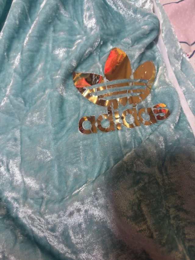 2 Pantalones Adidas Terciopelo Rosa y Turquesa