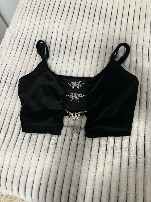 Top terciopelo mariposas