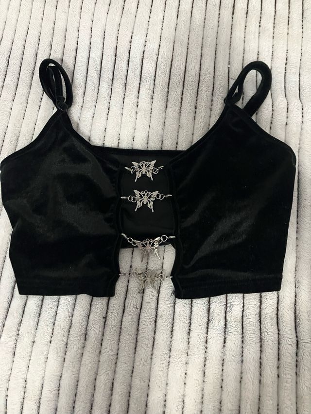 Top terciopelo mariposas