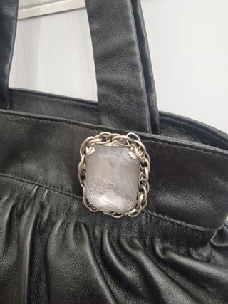 Borsa Fabrizio Poker Vera Pelle Nera Drappeggiata