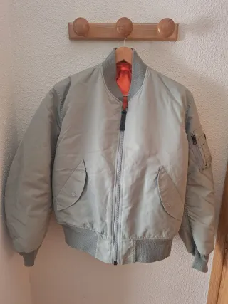Cazadora Bomber Gris Naranja