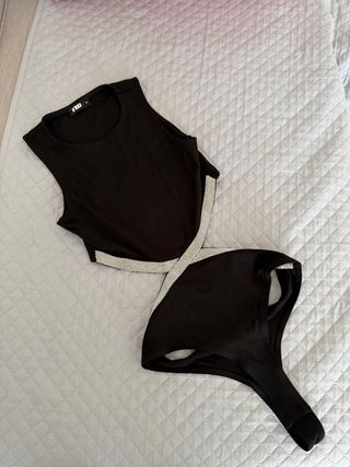 Body Noche Lentejuelas Negro y Plateado
