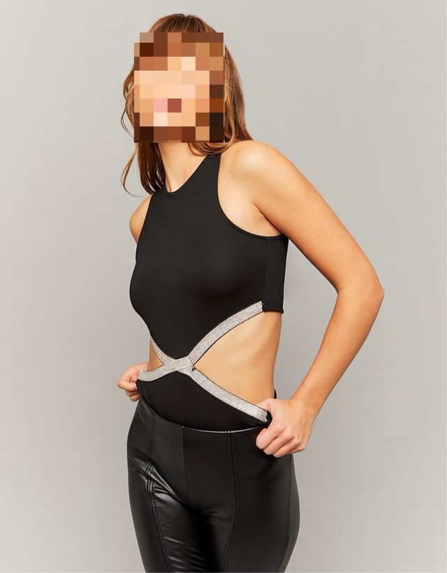 Body Noche Lentejuelas Negro y Plateado