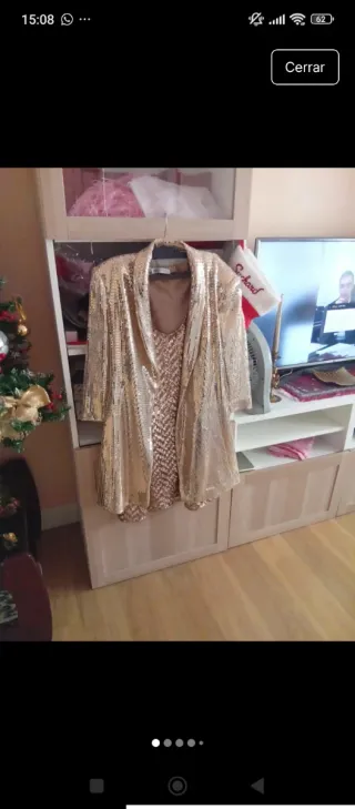 Vestido y Chaqueta Fiesta Zara Dorados