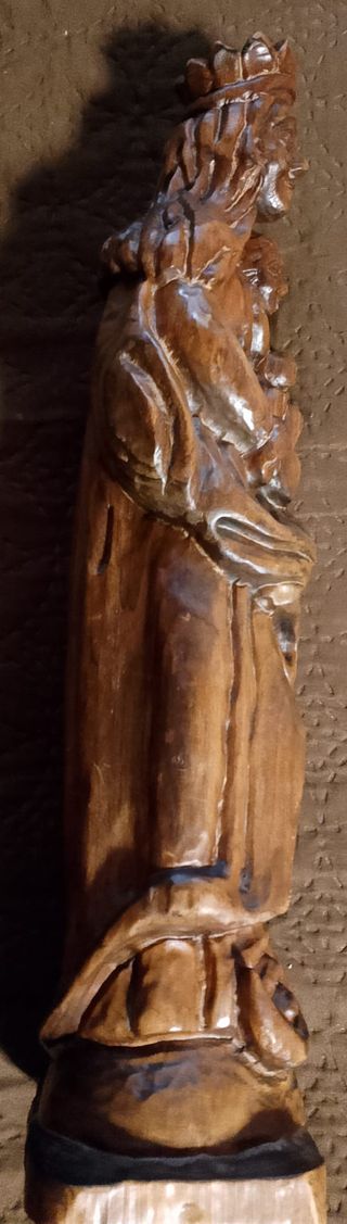 Escultura Virgen con Niño de Madera maciza