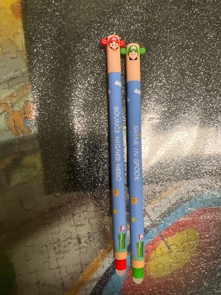 Set 2 Penne cancellabili Mario & Luigi