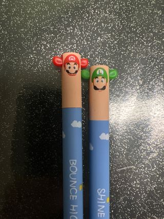 Set 2 Penne cancellabili Mario & Luigi