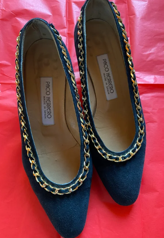 Zapatos Paco Herrero ante negro cadena T37